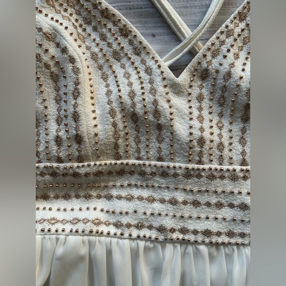 NO LONGER AVAILABLE Lulus Meet Me in Madrid White Beaded Maxi Dress Boho Size S - Picture 9 of 15